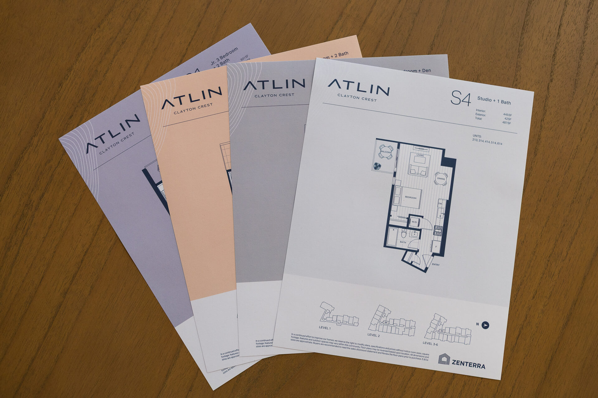 Atlin printed floorplan brochures.