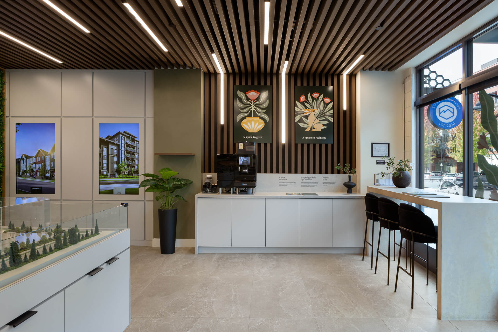 Interior details inside the Eden presentation centre.