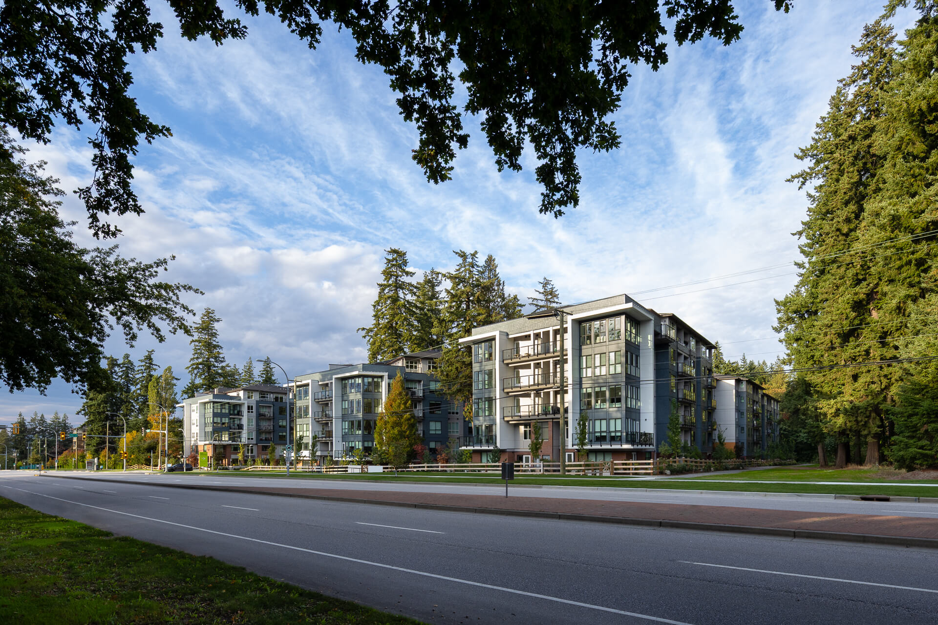King + Crescent condo community exterior in South Surrey.