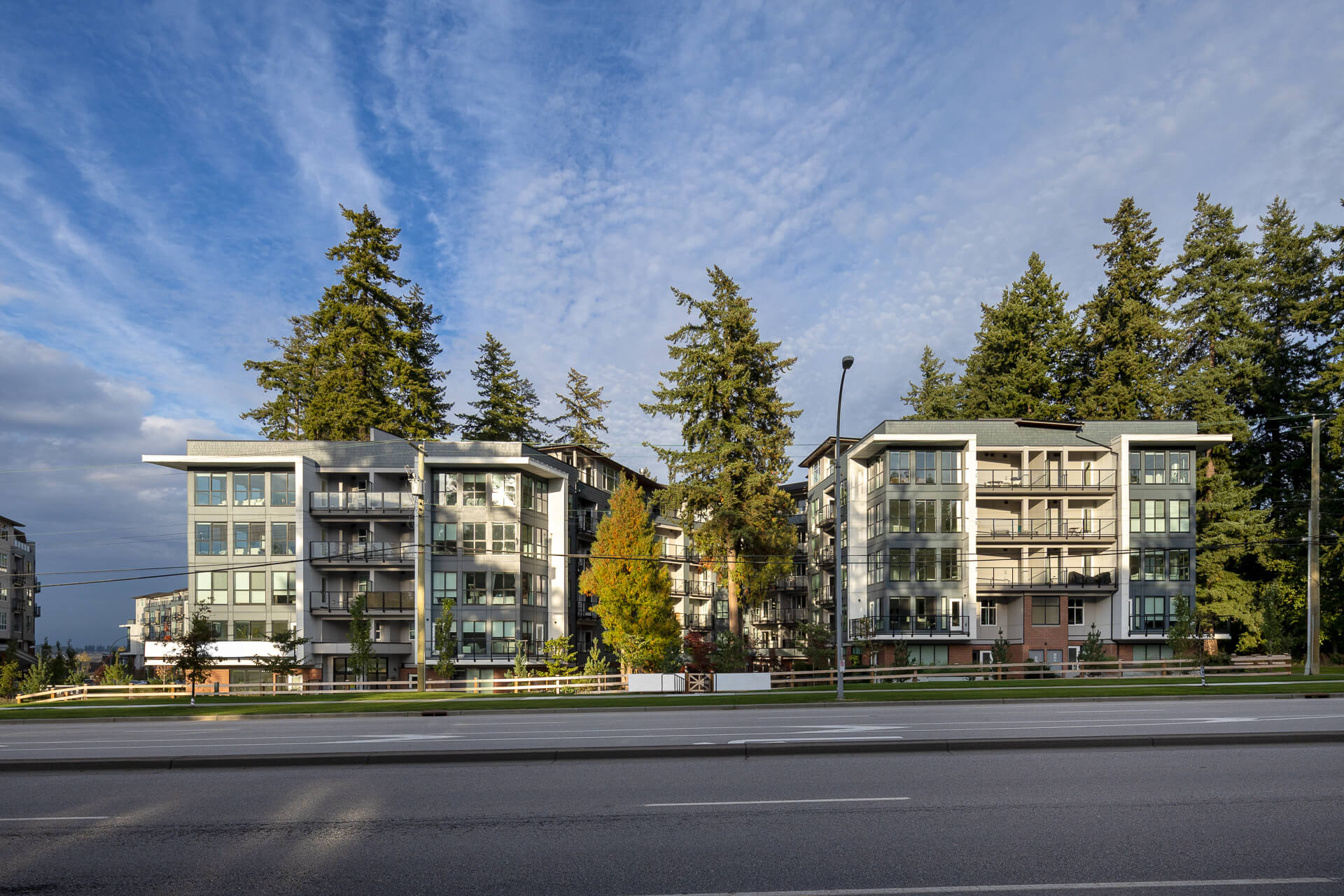 Another exterior view of the King + Crescent condo community.