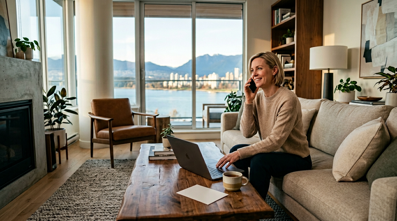 Homeowner support follow-up with a resident connecting with the care team from home.